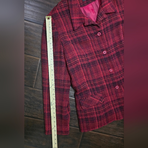 Sag Harbor Womens Red Plaid Suit Jacket Blazer Size 12 - Picture 6 of 10